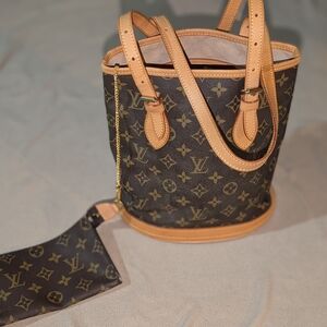 Louis Vuitton Monogram Canvas and Tan Leather Shoulder Bag